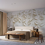 Wall murals White paper cutout of leaves