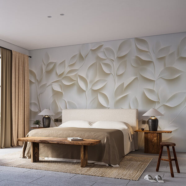 White paper cutout of leaves Wall murals White paper cutout of leaves