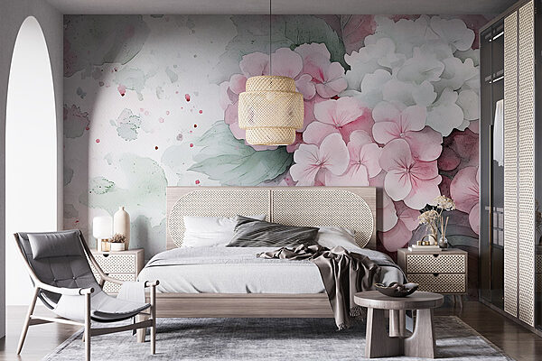 Painting of pink flowers Wall murals Painting of pink flowers