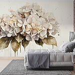 Wall murals Painting of a bunch of white flowers
