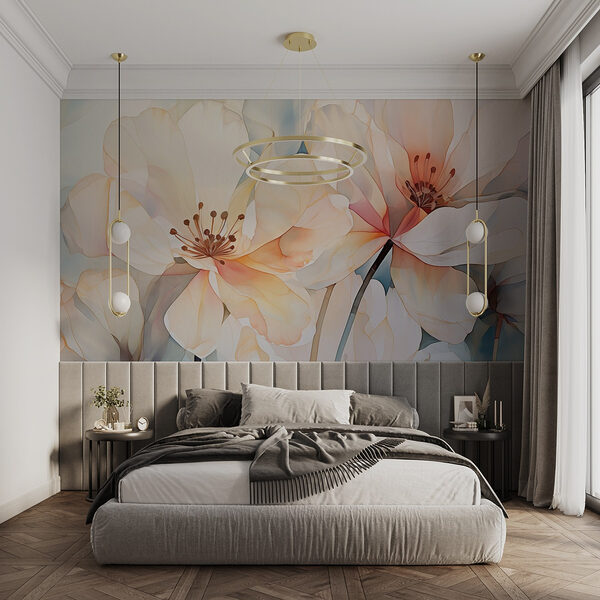 Wall murals Delicate blooms in soft pastel shades (SKU: w02501) Wall murals Wall murals Delicate blooms in soft pastel shades (SKU: w02501)