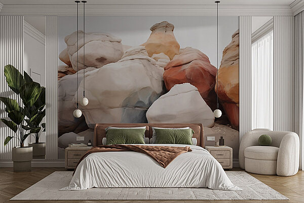 Group of large rocks in the sand Wall murals Group of large rocks in the sand