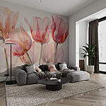 Wall murals Group of pink tulips