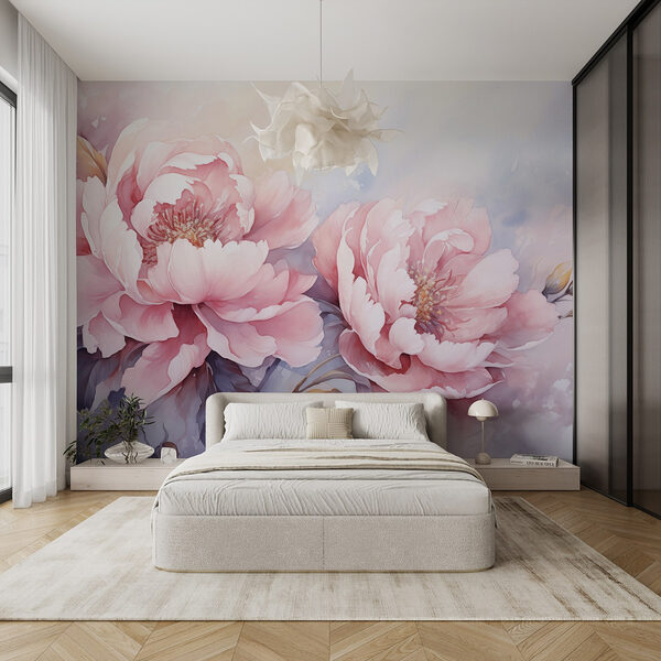 Painting of pink flowers Wall murals Painting of pink flowers