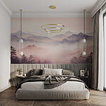 Wall murals Landscape with trees and mountains