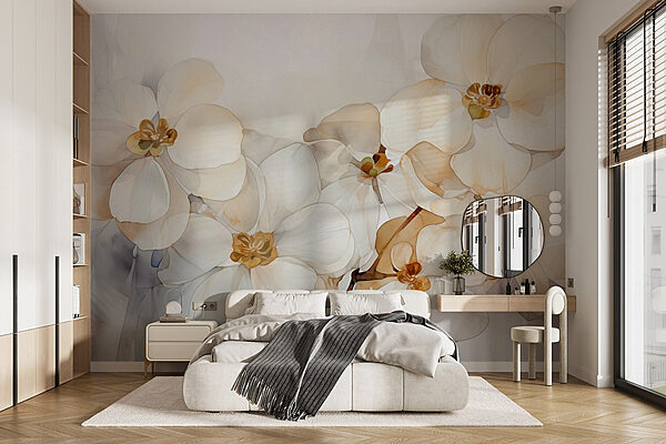 Wall murals Delicate blooms in soft hues (SKU: w02470) Wall murals Wall murals Delicate blooms in soft hues (SKU: w02470)