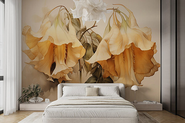 Wall murals Delicate blooms in soft hues (SKU: w02467) Wall murals Wall murals Delicate blooms in soft hues (SKU: w02467)