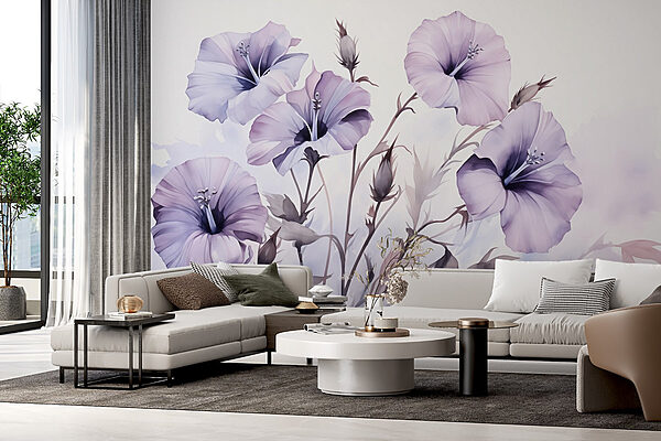 Painting of purple flowers Wall murals Painting of purple flowers