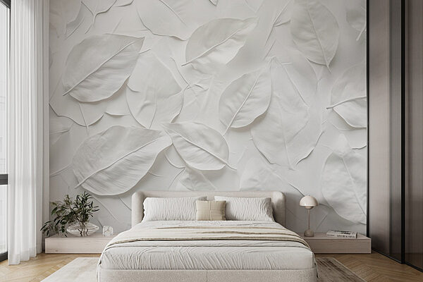 Group of white leaves Wall murals Group of white leaves