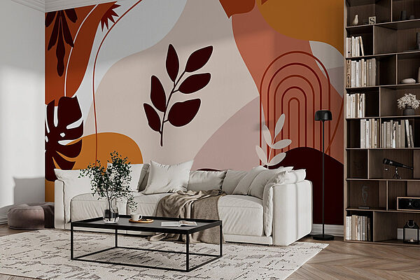 Abstract botanical shapes and colors Wall murals Abstract botanical shapes and colors