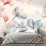 Wall murals Painting of flowers on a white background