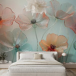 Wall murals Group of flowers with a blurry background