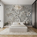 Wall murals White tree with flowers