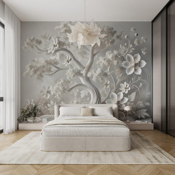 White tree with flowers Wall murals White tree with flowers