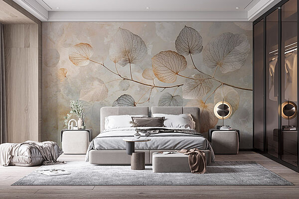Branch with leaves on it Wall murals Branch with leaves on it