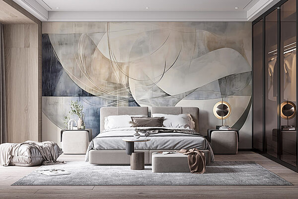 Painting of a white and grey art Wall murals Painting of a white and grey art