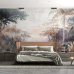 Wall murals River with trees and plants