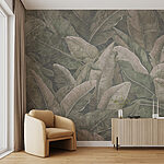 Wall murals Lush leaves in soft, muted tones