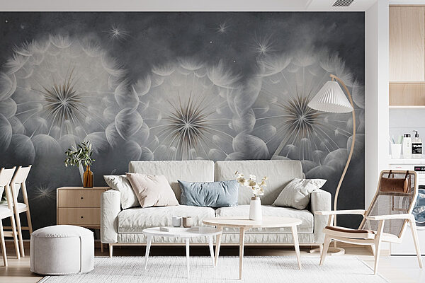 Group of dandelions in the dark Wall murals Group of dandelions in the dark