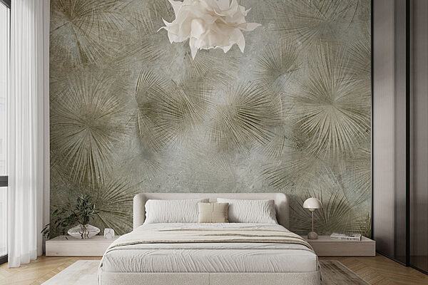 Lush palm leaves create soothing patterns Wall murals Lush palm leaves create soothing patterns