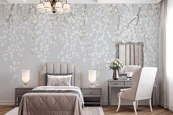 White flowers on a tree branch Wall murals White flowers on a tree branch