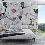 Wall murals Group of white flowers with red center