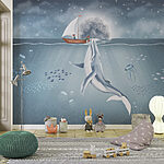 Wall mural Whale swimming in the water