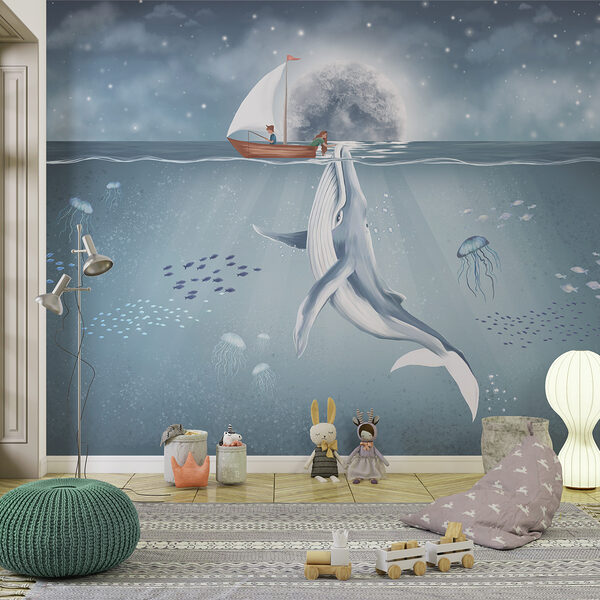 Wall mural Whale swimming in the water