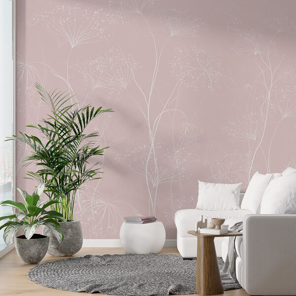 White flowers on a pink background Wall murals White flowers on a pink background