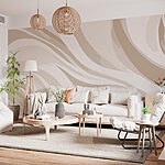 Wall murals White and brown wavy lines