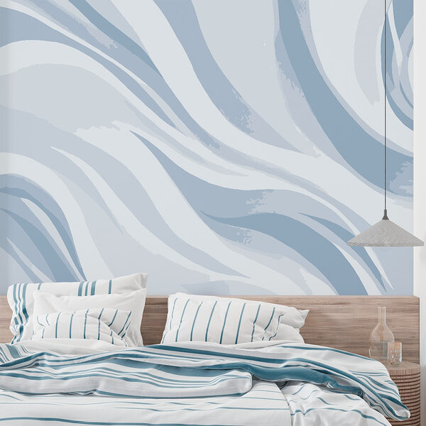 White and blue wavy pattern Wall murals White and blue wavy pattern