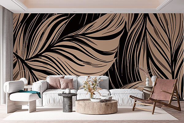 Flowing lines of elegant foliage Wall murals Flowing lines of elegant foliage