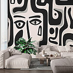 Wall murals Black and white pattern with different shapes