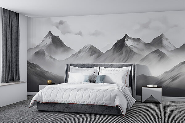 Mountain range with fog Wall murals Mountain range with fog