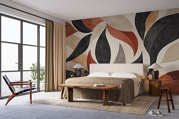Dynamic leaves in earthy tones Wall murals Dynamic leaves in earthy tones