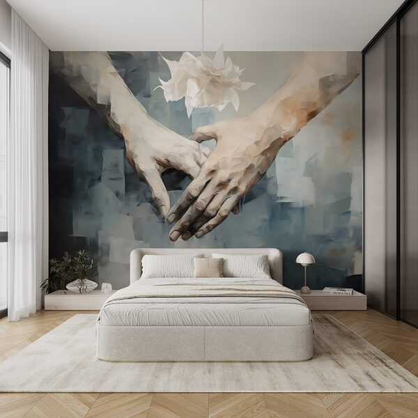 Hands connecting in gentle embrace Wall murals Hands connecting in gentle embrace