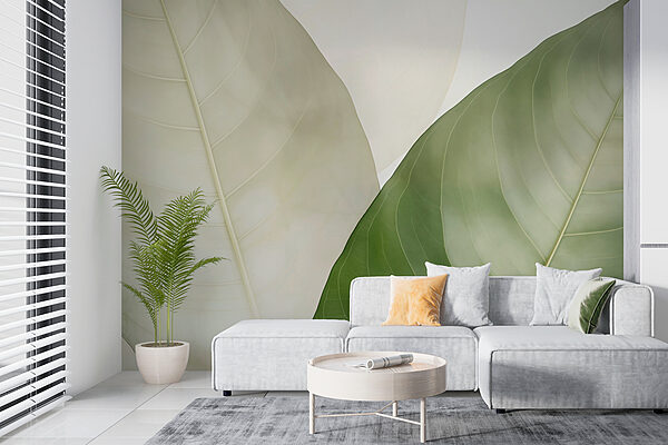 Lush leaves in soft, muted tones Wall murals Lush leaves in soft, muted tones