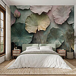 Wall mural Wall with leaves on it
