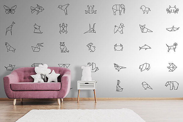Collection of origami animals Wall murals Collection of origami animals