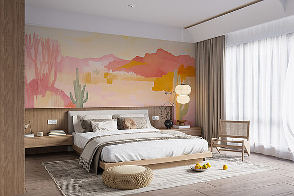 Painting of a desert landscape Wall murals Painting of a desert landscape