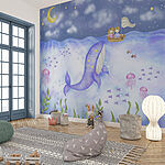 Wall murals Whale and jellyfish under the sea