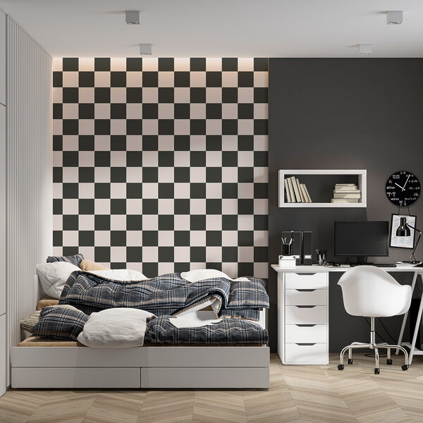 Wall mural Black and white checkered pattern