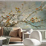 Wall mural Painting of a branch with white flowers