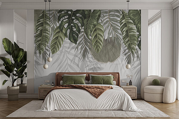Row of green leaves Wall murals Row of green leaves
