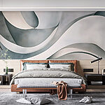 Wall murals White and grey wavy lines