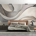 Wall murals White and grey wavy shapes