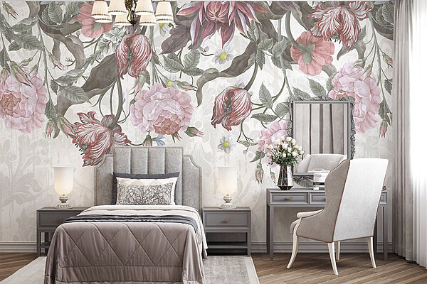 Wall murals Delicate blooms in soft colors (SKU: w08435) Wall murals Wall murals Delicate blooms in soft colors (SKU: w08435)