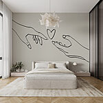Wall murals Drawing of two hands touching a heart