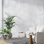 Wall murals White floral pattern on a white background