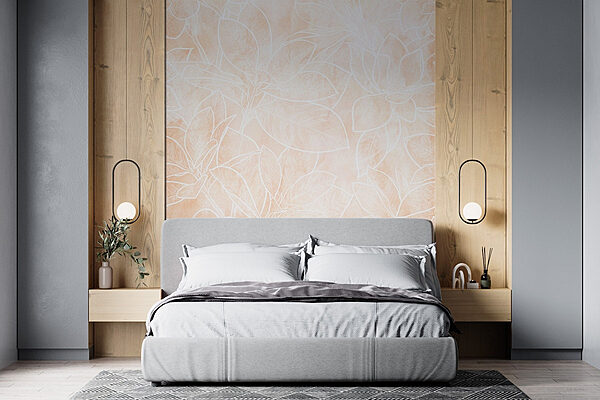 White line drawing of flowers Wall murals White line drawing of flowers